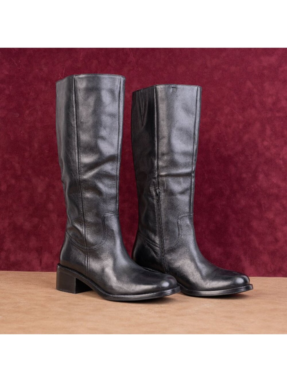 Seychelles Women Sand Black Leather Riding Western Cottage Boho Tall Boots sz 10